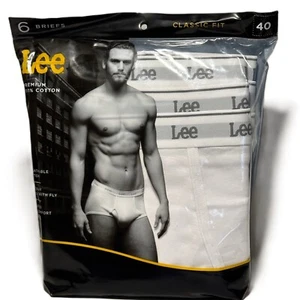 2 Pack, Lee Mens Classic Brief 100% Cotton White Size 40 (6CT Each) - Picture 1 of 5