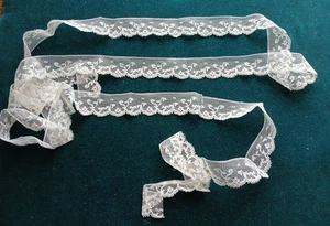 white antique lace narrow & long - wedding - from Irish estate - Picture 1 of 5