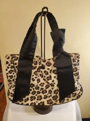 Betsey Johnson Shoulder Bag Leopard Print Handbag Purse Tote Cotton  - Image 1 of 4