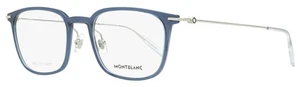 Montblanc Rectangular Eyeglasses MB0100O 004 Transparent Blue/Silver 52mm 0100 - Picture 1 of 2