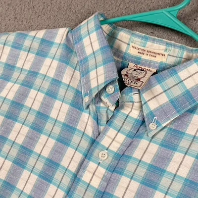 VTG Arrow Dover Button Shirt Men's 2XLT Blue Plaid Causal Preppy Formal Classic - Image 1 of 4