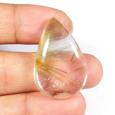 Multi rutilo dorado cuarzo cabujón forma pera piedra preciosa natural 34 quilates #10750 Foto 1 de 4