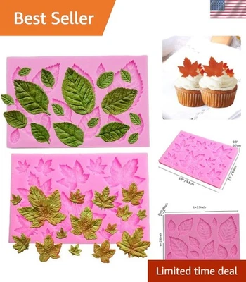 Moldes de hojas flexibles para fondant, chocolate y arcilla polimérica - Capacidad 15,35 ml Foto 1 de 4