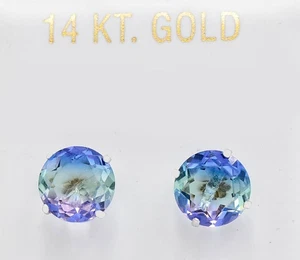 LAB CREATED 5.34 Cts TOURMALINE  STUD EARRINGS SOLID 14K WHITE GOLD - NWT - Picture 1 of 4