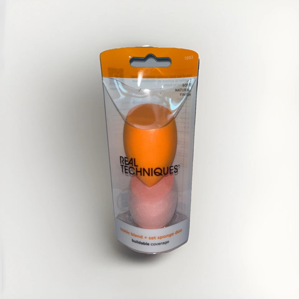 Real Techniques Mezcla Icónica + Set Maquillaje Esponja Dúo, Naranja y Rosa, 2 Unidades Foto 1 de 4