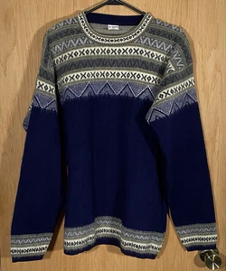 Aly Marka Alpaka Lama Pullover Pulli Fair Isle dunkelblau Wolle Damen Gr. XL - Bild 1 von 6