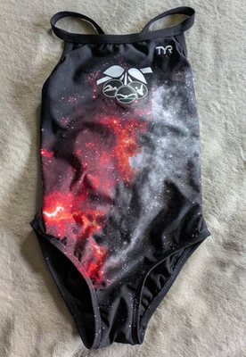 TYR One Piece Swimsuit Girls Youth 26 XS Red Black Cosmos Swim Suit - Image 1 of 4