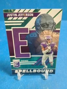 Justin Jefferson 2023 Panini Donruss Elite Spellbound Green "E" Card Vikings - Foto 1 di 2