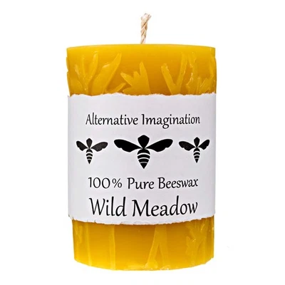 Wild Meadow Beeswax Candle - 100% Pure Beeswax, Natural Pillar Candles - 40 H... - Image 1 of 4