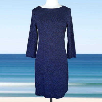 TOMMY BAHAMA Darcy 3/4 Sleeve Dress Size Small Sapphire Blue Giraffe Geo - Image 1 of 4