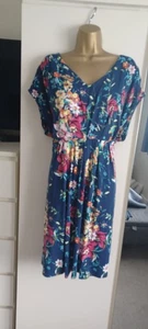LADIES JOE BROWNS DRESS SIZE 28 STRETCH NAVY BLUE MIX - Picture 1 of 3