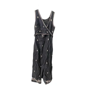 Savannah WOmens Size 12 Linen Blend Faux Wrap Dress Sleeveless Embroidered - Picture 1 of 15