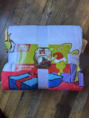 Grinch Dr. Seuss Full Queen Quilt Shams Holiday Christmas Set Max Cindy - Image 1 of 2