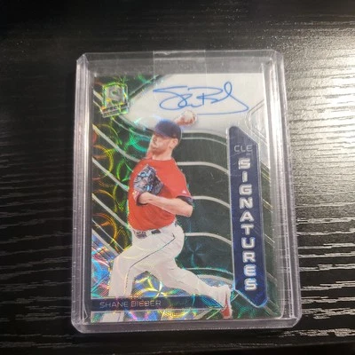 2021 Spectra Signatures Shane Bieber  Auto Green scope Autograph /7 Guardians - Image 1 of 2