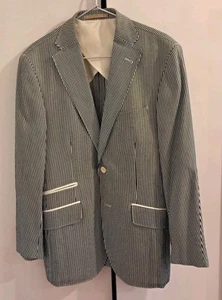 Corneliani Mens Blazer Jacket Black and White Striped 46 7R Unlined Italian New - Picture 1 of 12