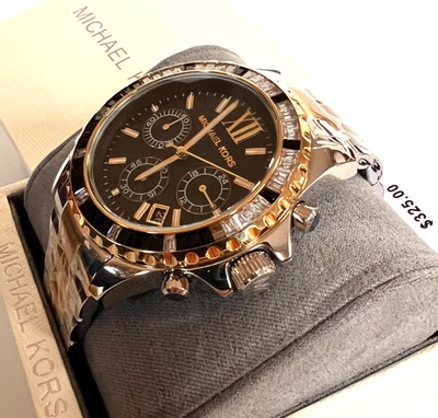Reloj cronógrafo MICHAEL KORS MK7209 para mujer Everest pavé dos tonos nuevo con etiquetas/caja $325 Foto 1 de 4