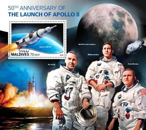Space Apollo 8 MNH Stamps 2018 Maldives S/S - Picture 1 of 1
