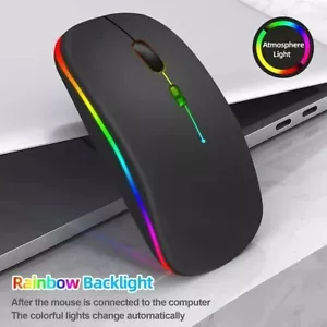 💥2.4GHz Bluetooth Wireless Optical Mouse USB Rechargeable RGB Office PC Laptop - Picture 1 of 7