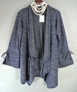 AVEC Womens Navy Blue Wrap Jacket XS Open Front Casual Uneven Hem NWT - Picture 1 of 6