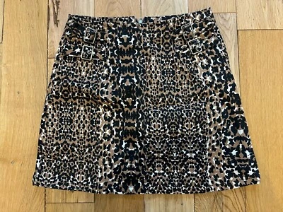 Topshop Leopard Animal Print Denim Mini Skirt Size Uk 10 - Image 1 of 4