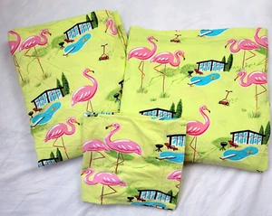 Juego de sábanas Nick & Nora Poolside Flamingos Twin Jersey estuche plano ajustado de algodón - Imagen 1 de 20
