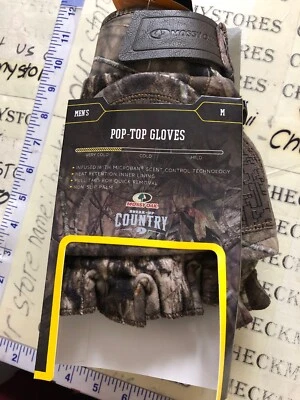 MOSSY OAK BREAK-UP COUNTRY POP-TOP  Gloves M MICROBAN PULL TOPS HEAT RETENTIO - Image 1 of 4