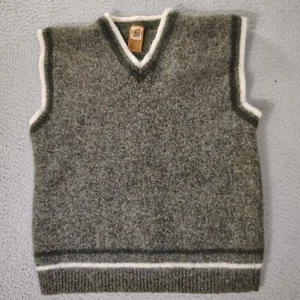 Fargo Clothing Supply Vest Boys Medium Green Wool Knitted 90s Grunge V-Neck - Picture 1 of 10