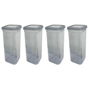 4x Kunststoff Vorratsdose mit Deckel Grau 1,9L Frischhaltedose Mehl Zucker Nudel - Bild 1 von 2