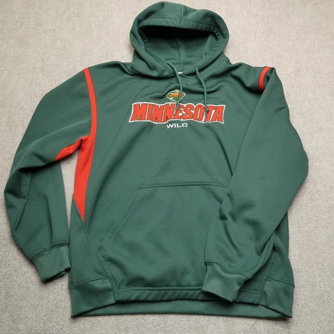 Minnesota Wild Sweater NHL Adult Large Green Hooded Sweatshirt Hoodie Mens Cover