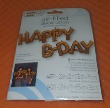 Happy B-day Birthday Party Gold Foil Word Letter Balloon 2pc NO HELIUM NEEDED