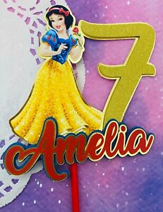 Personalised Disney Princess Snow White Inspired Cake Topper, Birthday Cake Deco