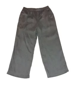ic By Connie K Gray Cropped Wide Leg Lined Linen Pants Size Small Made In USA - Picture 1 of 8
