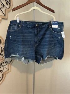 NWT Old Navy Shorts Womens High Rise O.G. Straight Denim Medium Wash Cut Off 24 - Picture 1 of 9