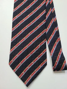 New Brioni Black, Gold, Royal Blue, Brick Red & White Stripe Silk Tie Italy! - Picture 1 of 6