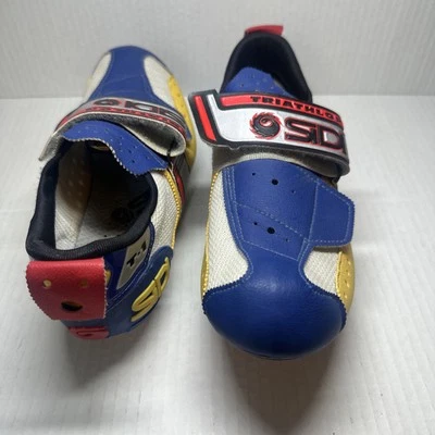 Велосипедные туфли SiDI T-1 для велоспорта триатлона красные синие желтые отличное состояние размер 40–7,5 - Изображение 1 из 4