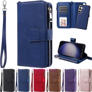 For Samsung S25 Plus S24 S23 S22 S21 S20 S10 Removable Leather Wallet Case Cover - Picture 1 of 55