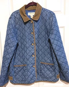 Chaqueta vaquera grande para mujer Orvis Sporting Traditions con ribete de pana marrón - Imagen 1 de 7