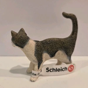 Grey Schleich 08' Tabby Cat Standing Animal Figure NEW W/TAG Educational - Picture 1 of 8