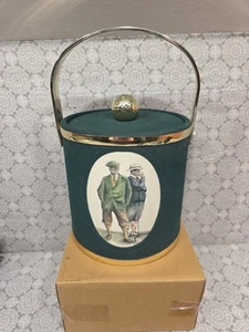Vintage Golf Motiv Eiskübel Barware Golfer Dekor Gold Akzente Made in USA - Bild 1 von 10