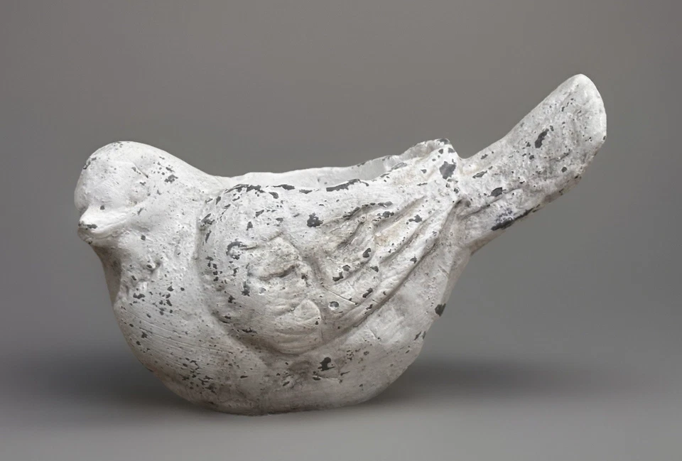 Candelabro Stone Bird Tealight Cerámica Shabby Blanco Envejecido Jardín Votivo Foto 1 de 4