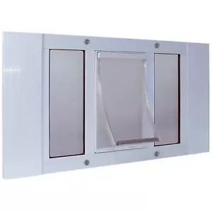 White Aluminum Pet Door for Aluminum Sash Windows 10x15 Flap Size - Picture 1 of 3