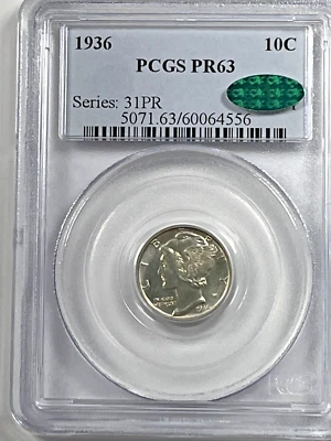 1936 Mercury Dime : PCGS PR63 CAC - Image 1 of 4