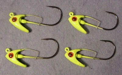 Lote de 4 ~ Jewel Bait 5/8 OZ Gema de Natación Cebo de Natación Cabezas de Plantilla Oro Chartreuse Ojos Rojos Foto 1 de 4