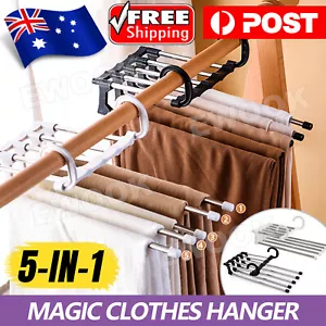 5in1 Multi-functional Pants Rack Stainless-Steel Wardrobe Magic Clothes Hanger - Picture 1 of 11