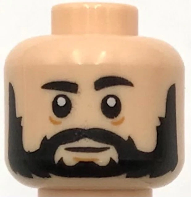 Lego New Light Nougat Minifigure Head Beard Black Full Lines Under Eyes Part - Image 1 of 1