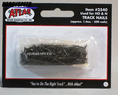 ATLAS #2540 TRAIN TRACK NAILS  HO & N SCALE 500 PACK fastener pin black ATL2540 - Image 1 of 3