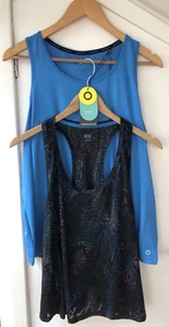 Marks & Spencer 2-teilige Goodmove Sport Trägertops Größen 8 & 18 blau/schwarz neu mit Etikett - Bild 1 von 5