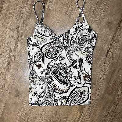 Tankini de natación LANDS END 2 sujetador con aros babydoll cachemir negro marrón Y2K Foto 1 de 4