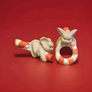 House Of Lloyd Christmas Mice Taper Candle Hugger Around The World 1988 Set 2 - Picture 1 of 4