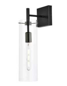 Wall Sconce Light Fixture Bedroom or Dining Room with Glass Lamp Shade Black - Picture 1 of 9